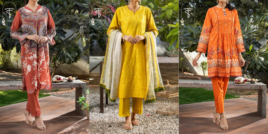 Lawn Unstitched suits for ladies