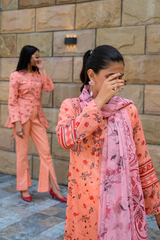 2 Piece - Printed Interlining Lawn Coat - Zareen