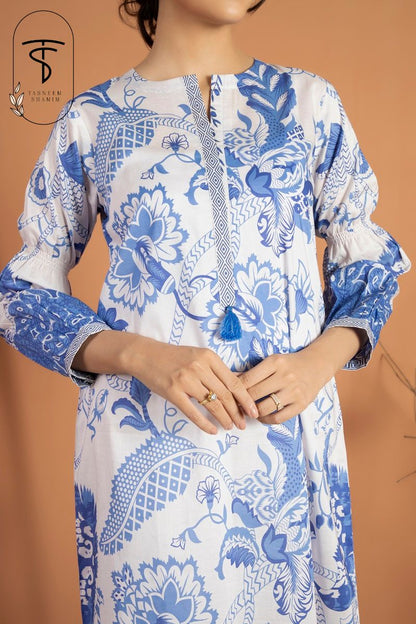 2 Piece Cambric Shirt with Organza Silk Dupatta