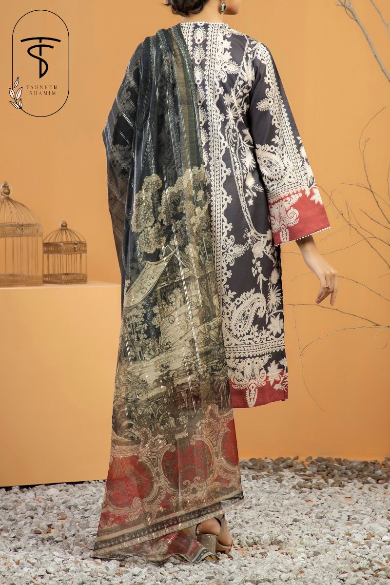 2 Piece Cambric Shirt with Organza Silk Dupatta