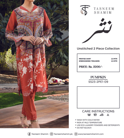 2 Piece Unstitched Luxury Lawn-Digital Printed